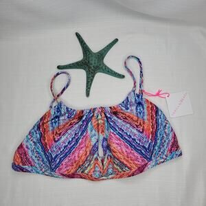 Vanilla Beach Colorful Blue Pink Orange Spaghetti Strap Swim Top - NWT, XL